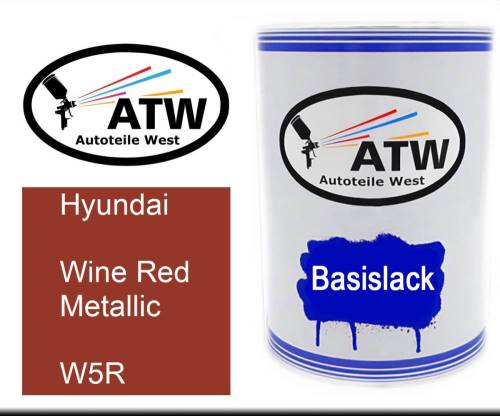 Hyundai, Wine Red Metallic, W5R: 500ml Lackdose, von ATW Autoteile West.